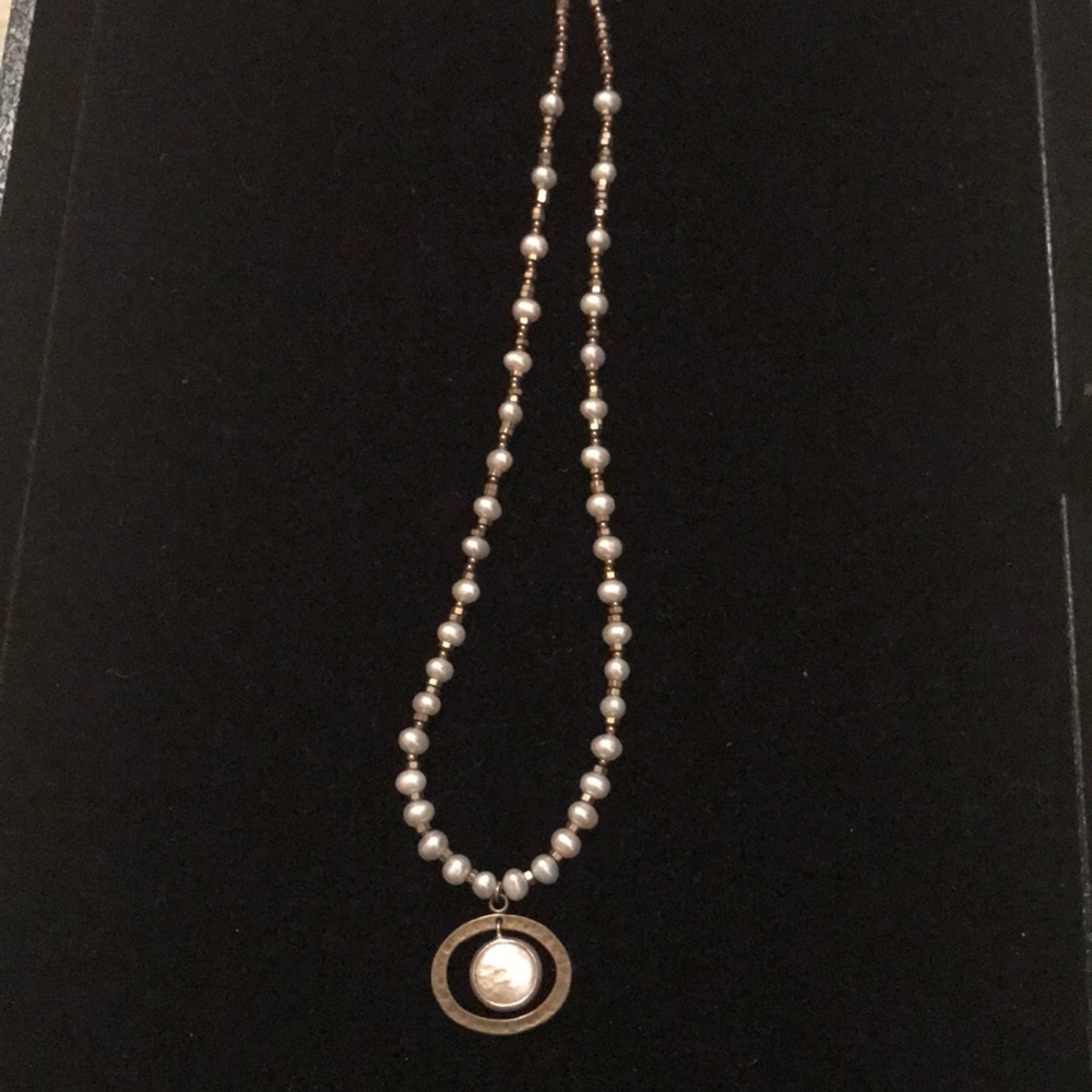 Pearl and brass necklace